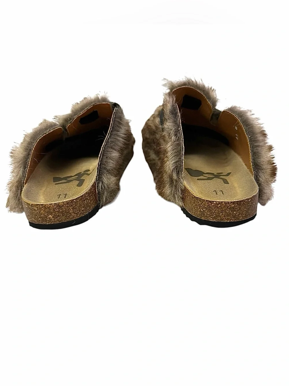 Tabi Men’s Tan Brown Fur-Lined Split-Toe Clogs Shoes Size 11 Medium